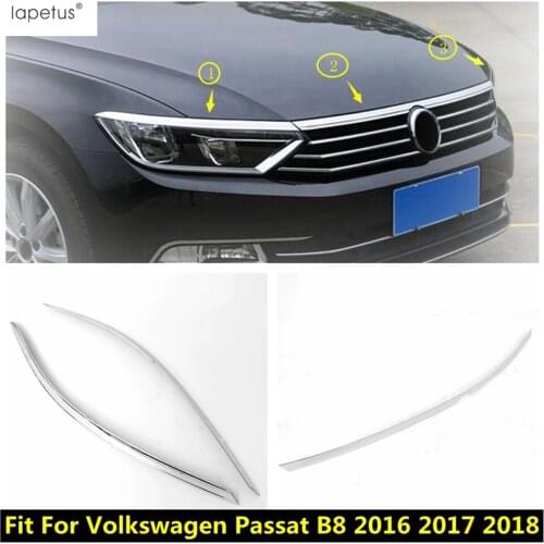 Stainless Steel Accessories Front Hood Engine Mesh Grill Lip Garnish Cover Kit Trim Exterior For Volkswagen Passat B8 2016 -2018