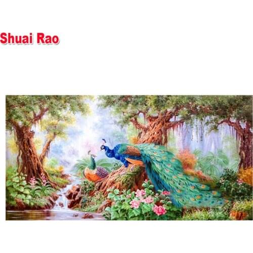 DIY 5D Diamond Painting Cross Stitch Peacocks Full Square round 3d Diamond Mosaic Embroidery Hobbies Crafts Decor Room