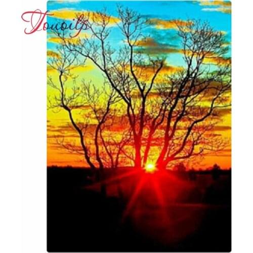 TOUOILP 100% Full 5D Diy Daimond Painting Sunset Caixia Rhinestones Diamant Painting Embroidery Scenery