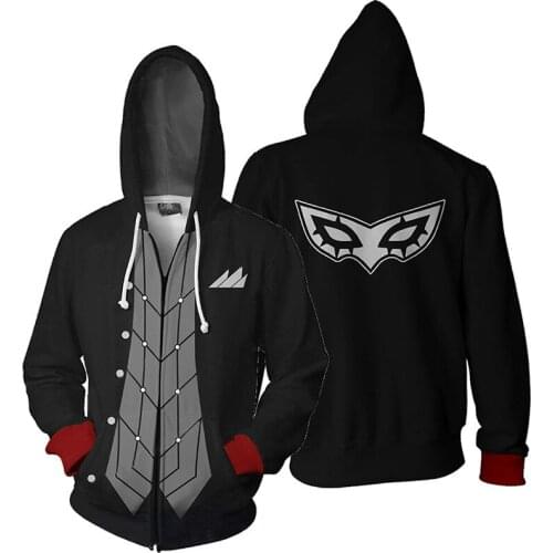 Anime Persona 5 Joker Hoodie Unisex Zipper Coat Ren Amamiya big eyes cosplay costume casual Jacket Women Men Cltothes