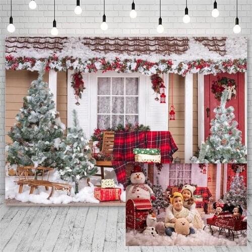 Avezano Photography Backdrops Merry Christmas Tree Winter Snowflakes Gifts Bells Outdoor Background For Photo Studio Photophone