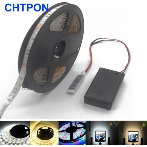 Battery Powered LED Strip 5050 SMD 50CM 1M 2M Warm White Cool White RGB Waterproof Flexible LED Strip String Light