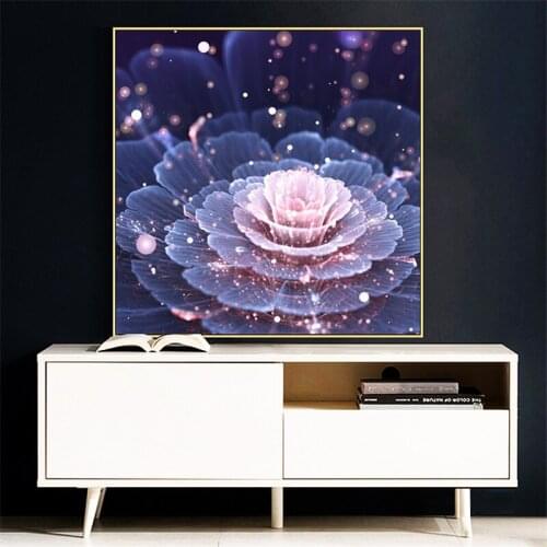 Shining Pink Flower Posters Modern Art Wall Pictures for Living Room Home Decorative Prints Abstract Plant Canvas Paintings