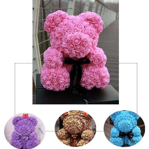 2019 25-40cm with Heart Big Red Teddi Bear Rose Flower Artificial Decoration Christmas Gifts for Women Valentines Gift