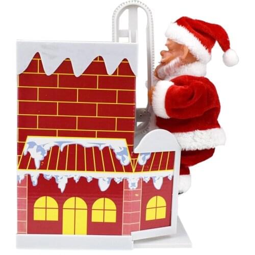 Electric Santa Claus Climbing The Chimney Christmas Ornament Doll Toy Xmas Home Party Decor Toys Novelty Funny Present for Kids