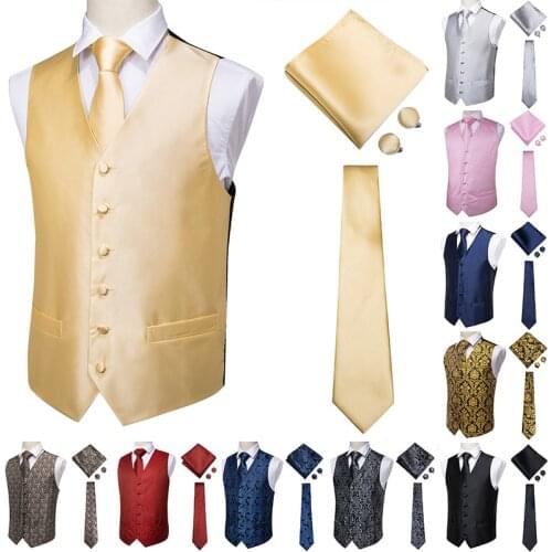 Hi-Tie New Design Paisley Dress Vest Set For Men Silk Jacquard Mens Vest Suit Male Waistcoat for Wedding Business Formal Jacket