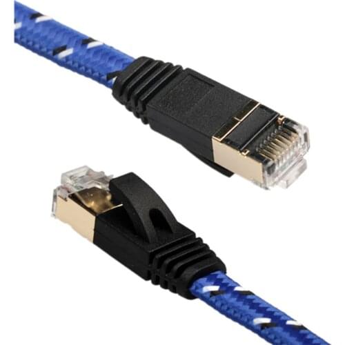 Cat7 Ethernet Cable rj 45 Flat Lan Cable With Braid UTP Networking Cables RJ45 10Gbps Bandwidth 600Mhz for Modem Router Laptop