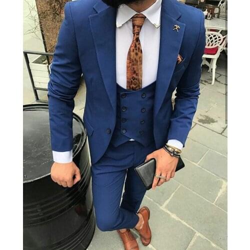 Classic slim Groomsmen Notch Lapel Groom Tuxedos Men Suits Wedding/Prom Best Man Blazer ( Jacket+Pants+Tie+Vest) A207