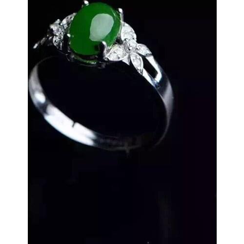 Natural green jasper Ring Natural gemstone ring S925 sterling silver trendy Elegant fine Bow scissors women girl gift Jewelry