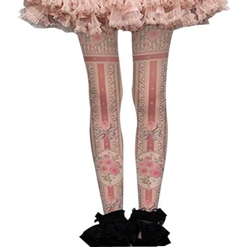 Flower Series Printed Pantyhose 140d Thickness Fashion Women Spring And Autumn Stockings