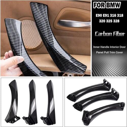 Carbon Fiber Interior Door Plastic Pull Handle Kit For BMW 3 Series E90 E91 E92 316 318 320 325 328i 2005-2012 Car Styling