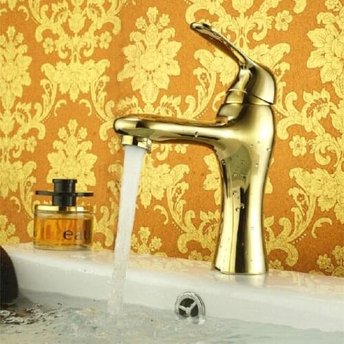 L17290 - Luxury Deck Mounted Gold Color Brass Material Wash Basin Faucet