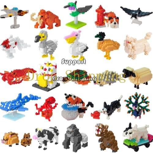 Assorted Mini Blocks Animals Zoo Sets Dinosaur Micro Building Bricks Creativity DIY Toys for Children Gifts Diamond Particle