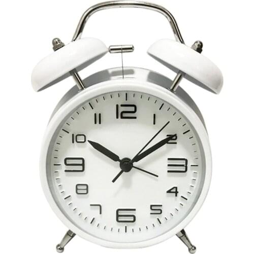 4'' Mini Non-ticking Bedside Table Analog Alarm Clock with Backlight Battery Operated Travel Clock for Kids Student