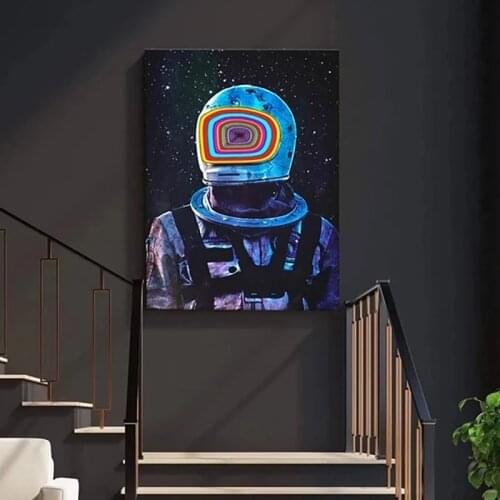Minimalism Funny Astronaut Rainbow Wall Art Canvas Painting Nordic Posters and Prints Wall Pictures for Living Home Decoration