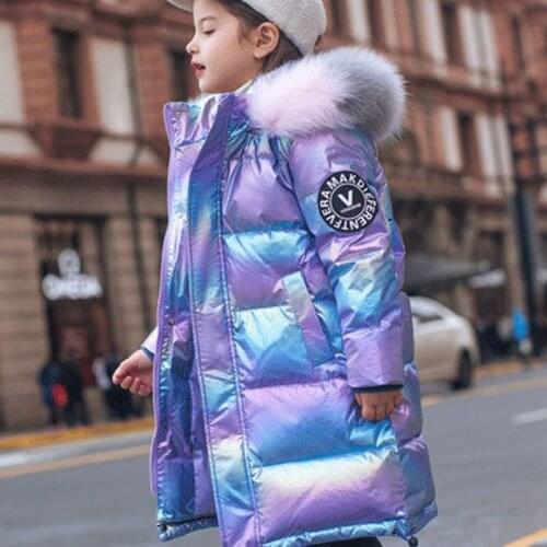 Fashion Childrens Cotton Jacket For Girls Warm Parka Colored Fur Collar Thicken Outerwear Winter Clothes 5-15 Yrs Girl Snowsuit