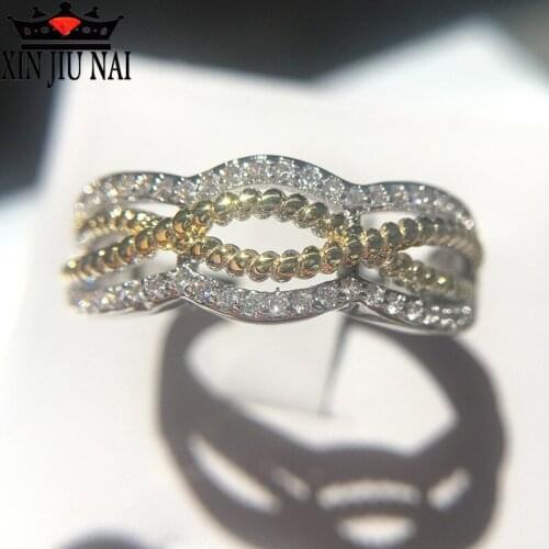 Fashion Princess Cut 0.5CT White Zircon Silver Color Engagement Rings gold color wedding cross lover Rings Party Rings