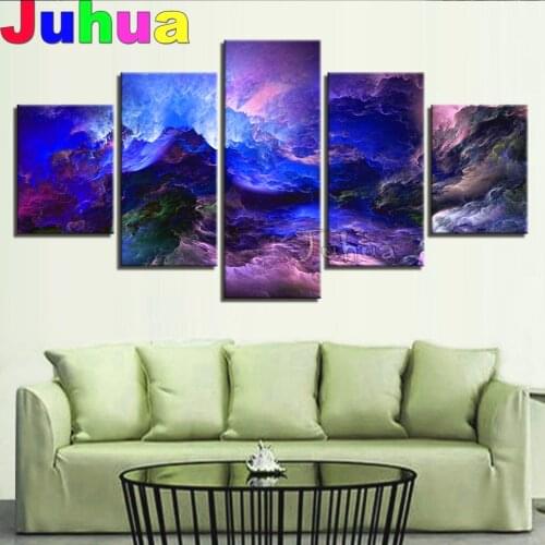 5 Piece 5d diy Diamond Painting Abstract Psychedelic Nebula Space Full Round diamond embroidery kit Cross stitch Mosaic Decor