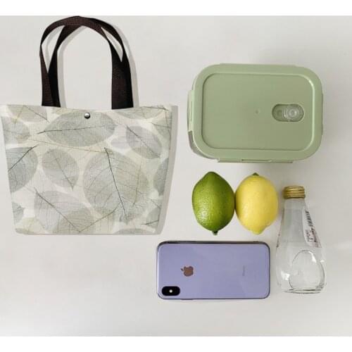 2021 New Fashion Korean Fashion Floral Green Plant Print Handbags Women Ladies Canvas Shopper Shopping Bags Practical Mommy Bag