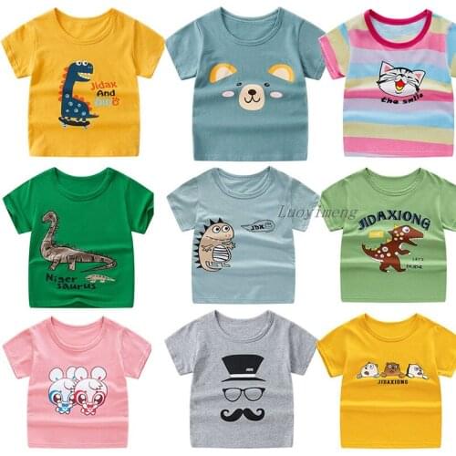New Boys Kids Clothes Child Cotton Short Sleeve Tops O-neck T Shirt Tees Cartoon Boy Baby Tops Girl summer tops 3-11years tshir