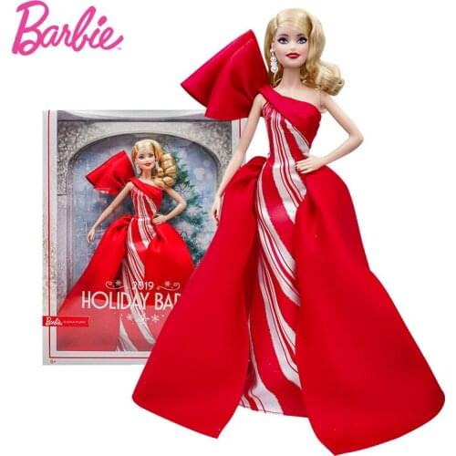 Original Barbie Holiday Doll Signature Fashion Street Style Anniversary Toys for Girls Red Dress Clothes dolls Gifts Bonecas