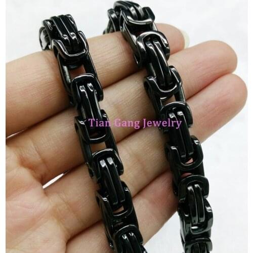 7-40" Men Males Neckalce 316L Stainless Steel Black Tone Byzantine Box Chain Necklaces,High Quality Wholesale