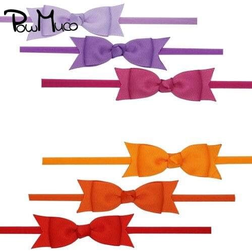 Powmuco 10pcs/lot 3 Inches Double Layer Candy Color Bowknot Baby Hairband Fashion Handmade Ribbon Bows Headband Hair Accessories