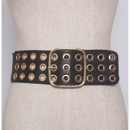 Women Cummerbunds High Quality Waistbands Fashion Elastic Wide Stretch Belt Lady Gold Rivet Cinch Dress Wedding Accessories Gift