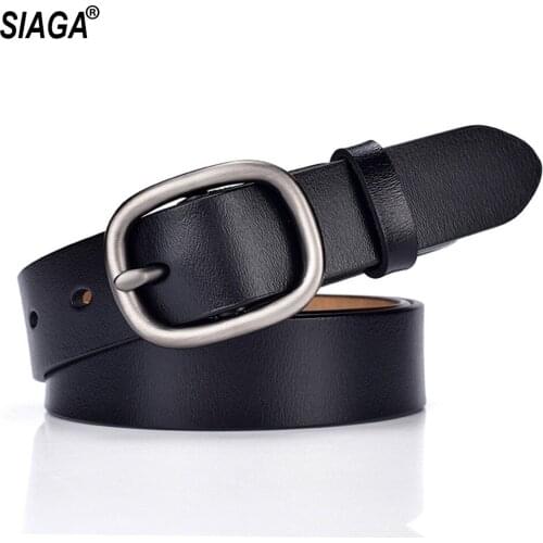 Womens Real Quality Genuine Leather Fashion Simple Design Pin Buckle Belt 2.8cm Wide Female Jeans Accessories 2020 AK041