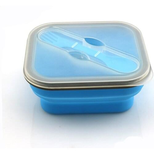 Silicone lunch box folding portable Child Lunchbox Bento outdoor picnic boxes Silicone folding cutlery Microwave Dinnerware