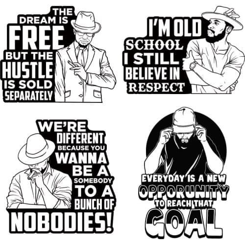 Iron On Transfer Patches for Clothing Cool Men Thermal Stickers T-Shirt Diy Applique Heat Press Appliqued Black Patches Vinyl