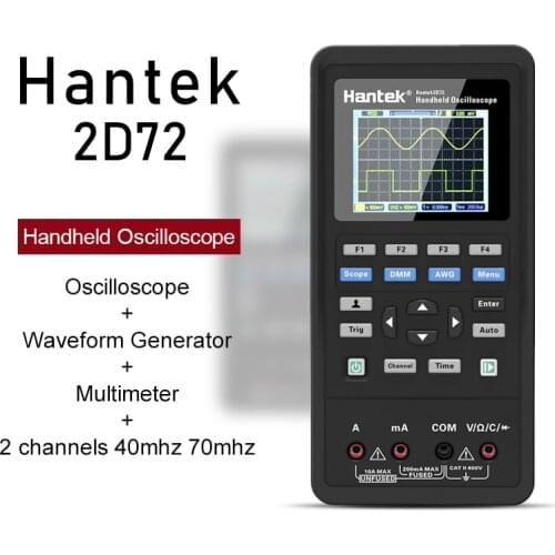 Handheld Digital Oscilloscope Hantek 2D72 2D42 3in 1 New Multimeter Tester Waveform Generator USB Portable 2 Channels 70MHZ