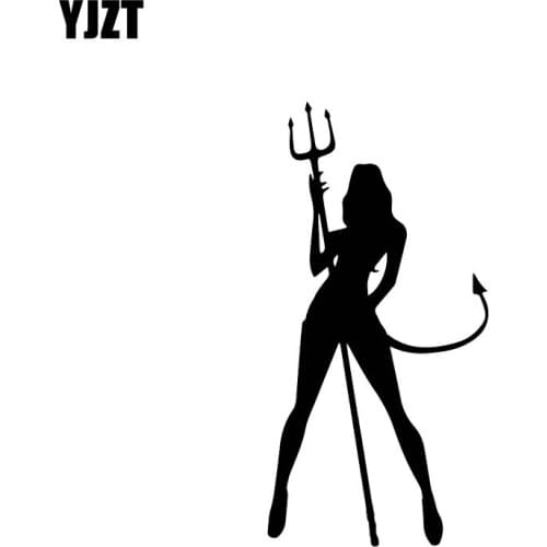 YJZT 6.6*13.2CM Sexy Provocative Girl Devil Covering The Body Silhoutte Cool Car Sticker Decal Black/Silver Vinyl C20-1634