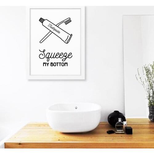 Funny Bathroom Quotes Canvas Art Poster Prints Brush Teeth Kids Minimalist Painting Wall Pictures Bathroom Home Wall Art Decor