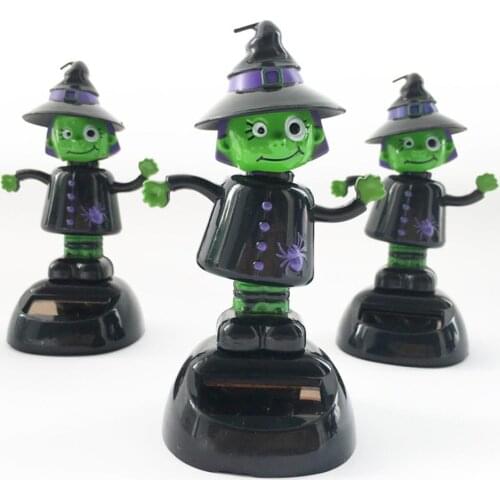1Pcs Auto Parts Solar Car Decoration Automatic Swing Shaking Head Ghost Doll Witch Car Decoration Accessories