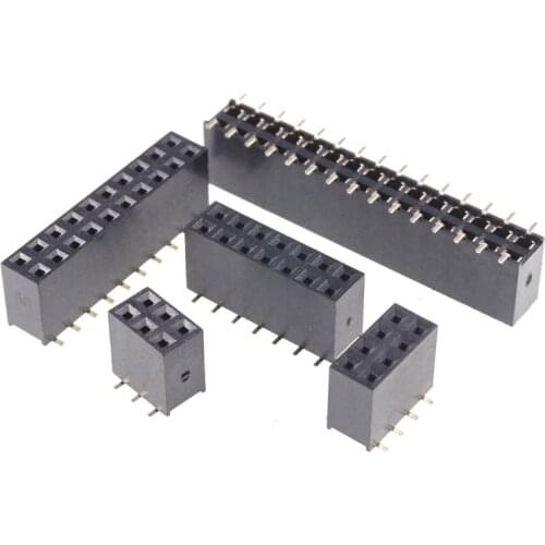 100pcs 2.54mm PCB Female Header Dual Row Pin Header SMD /SMT 2x2 4 Pin 6 8 10 12 14 16 18 20 24 26 30 40 50 60 80 Pin