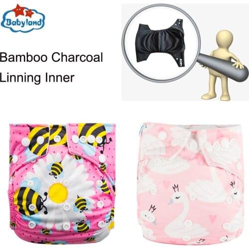 Promotion[ 15pcs /Pack] 3-15kg Baby Nappies 100% Bamboo Charcoal Cloth Nappy Pocket Diaper Covers Save Money Babyland New Diaper