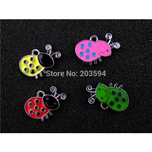 AE380 Mix Color 20Pcs Alloy Metal Enamel Bee Charms Pendants 22x16mm
