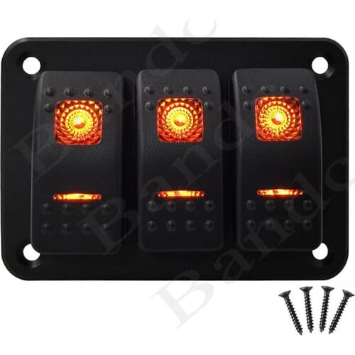 3 Gang Pre-wired Rocker Switch Panel 5 Pins On Off SPST Toggle Switch Panel for Car Boat Dashboard RV Caravan Lorry, 12V 24V