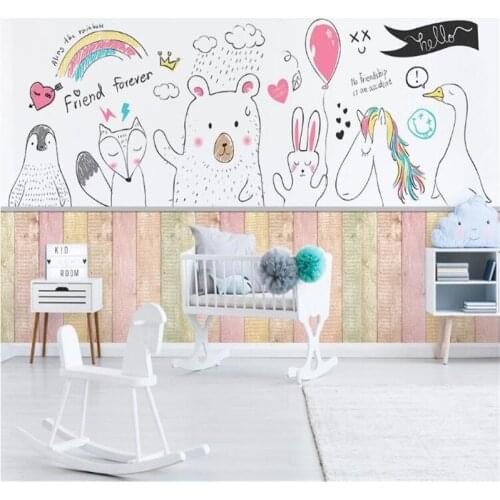 Milofi custom 3D printing wallpaper mural Nordic modern minimalist cartoon animal childrens room background wall