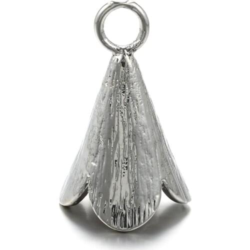 4 pcs Flower Tassel Caps Gold Silver plated Bead cap Cooper Bell Pendant DIY Findings for Jewelry Making Bracelet Accessories
