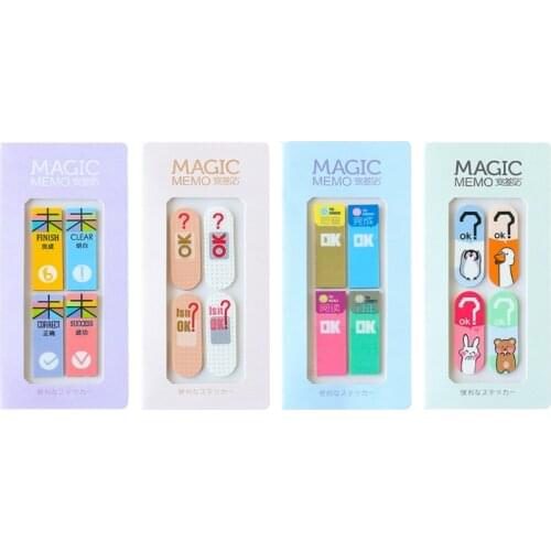4 Pack Cartoon Sticky Note Creative Self-adheive Tab 25 Sheets/Pad Portable Cartoon Index Sets Ideal for Reading Note