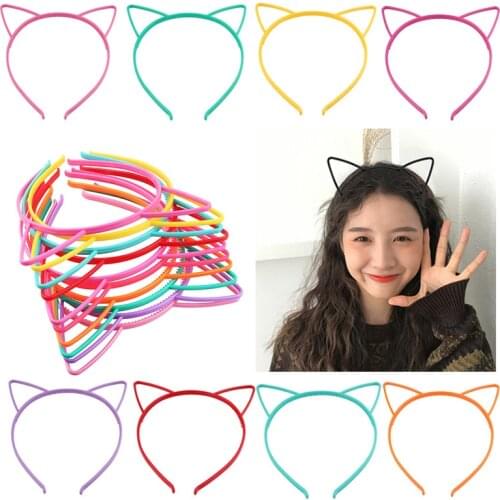 5pcs 2020 Korean Hair Accessories Hair Band Cat Ears hairband Headdress Bezel Headwear With Teeth Ears Cartoon Headband Plastic