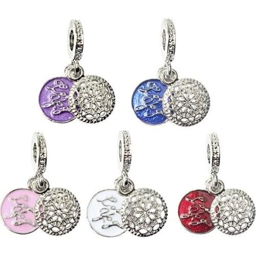 5PCS Fashion Hollow Flower Enamel Round Zinc Alloy Charm Jewelry Making Bracelet Finding Diy Handmade Craft Accessories