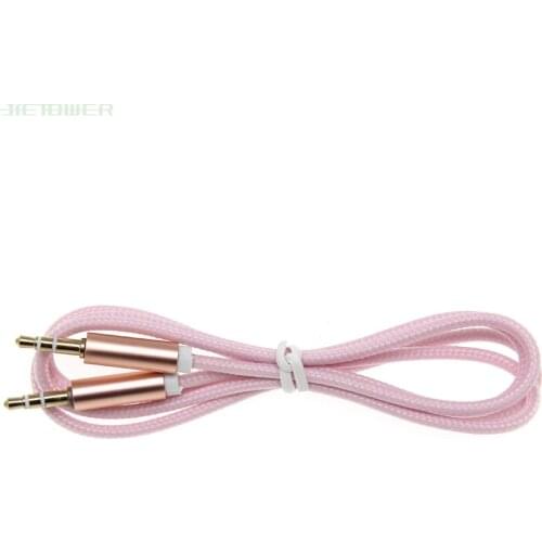 500pcs Tablet PC Stereo Audio AUX Cable 3.5mm Jack Nylon Cable Metal Shell Jack Male to Male Car Aux Auxiliary Cord for Phone