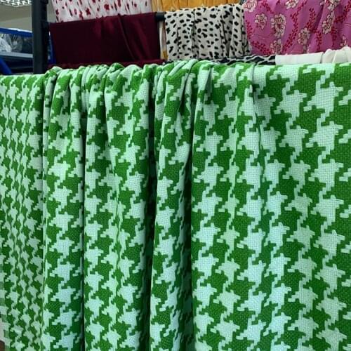White waxberry 150cm 470g/m Bright green houndstooth knitted wool cloth fabrics clothes Garment sewing materials Free shipping