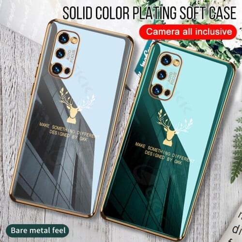 GKK Case For OPPO Reno 3 4 Pro A5 A9 2020 Case Luxury Plating Elk Pattern Soft Protective Cover For OPPO Reno 3 4 Pro A5 A9 2020