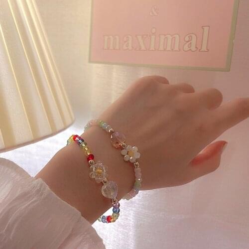 Flower Beads Korea Hot Selling Fashion Jewelry High-end Natural Opal Beads Beaded Copper Inlaid Zircon Pearl Female Bracelet