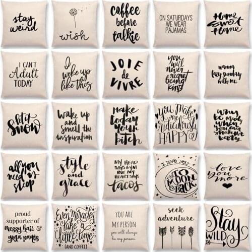 Double print Black Letter Brave Confidence Hope Forceful Warm Words Cushion Cover Christmas Gifts Sofa Throw Pillow 45x45cm