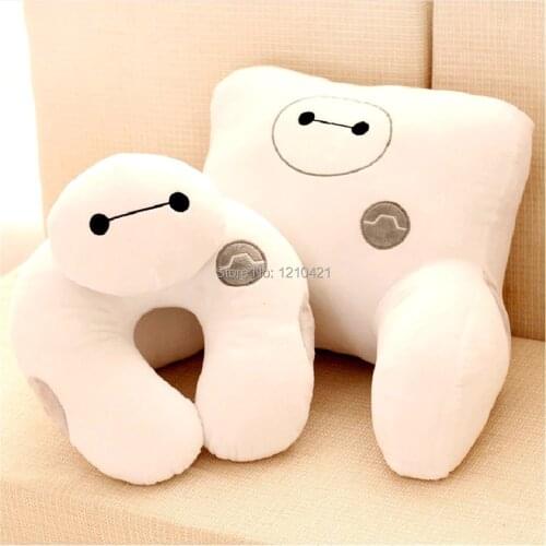 Set of 2 Cute Cartoon Pattern Big Hero 6 Baymax U Neck Waist Surppot Lumbar Pillow/Travel Pillow Chair Cushions Plush Figure Toy